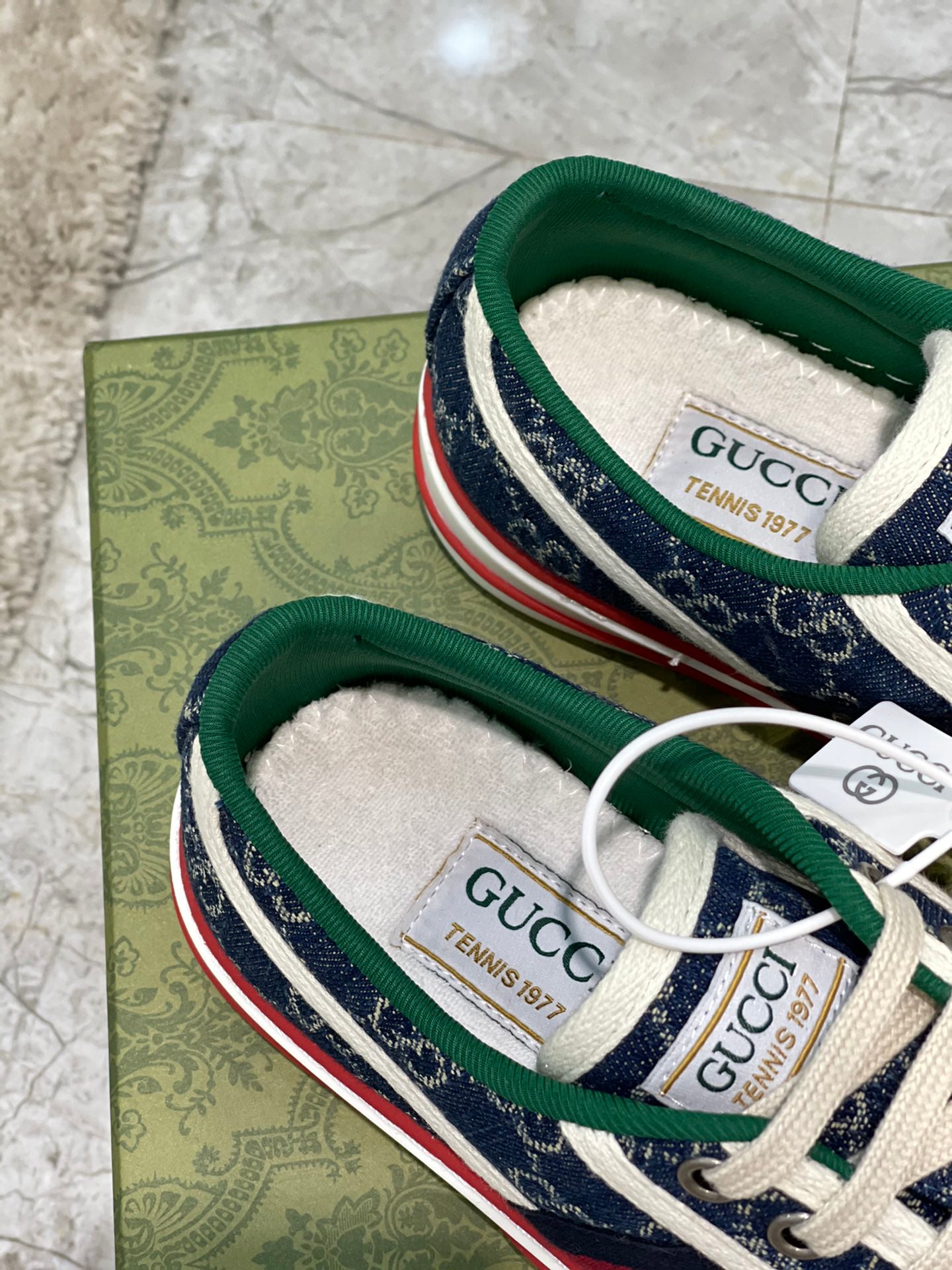 [TOP] GUCCI G*G Denim Sneakers Tennis 1977 - Blue