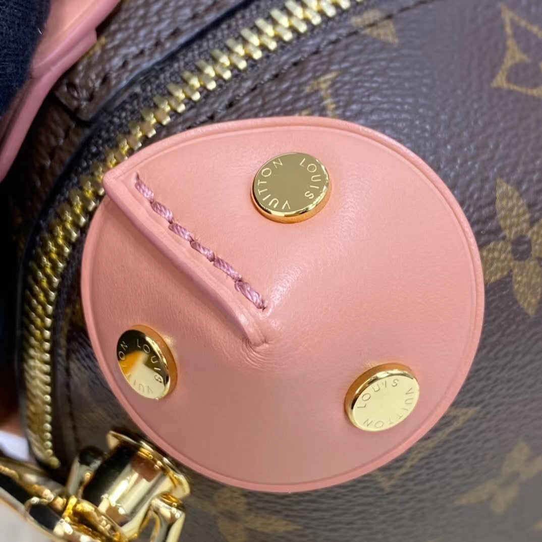 [TOP] Louis Vuitton LV L*V Petite Malle Souple Monogram Bag 20x14x7.5 CM- Peach