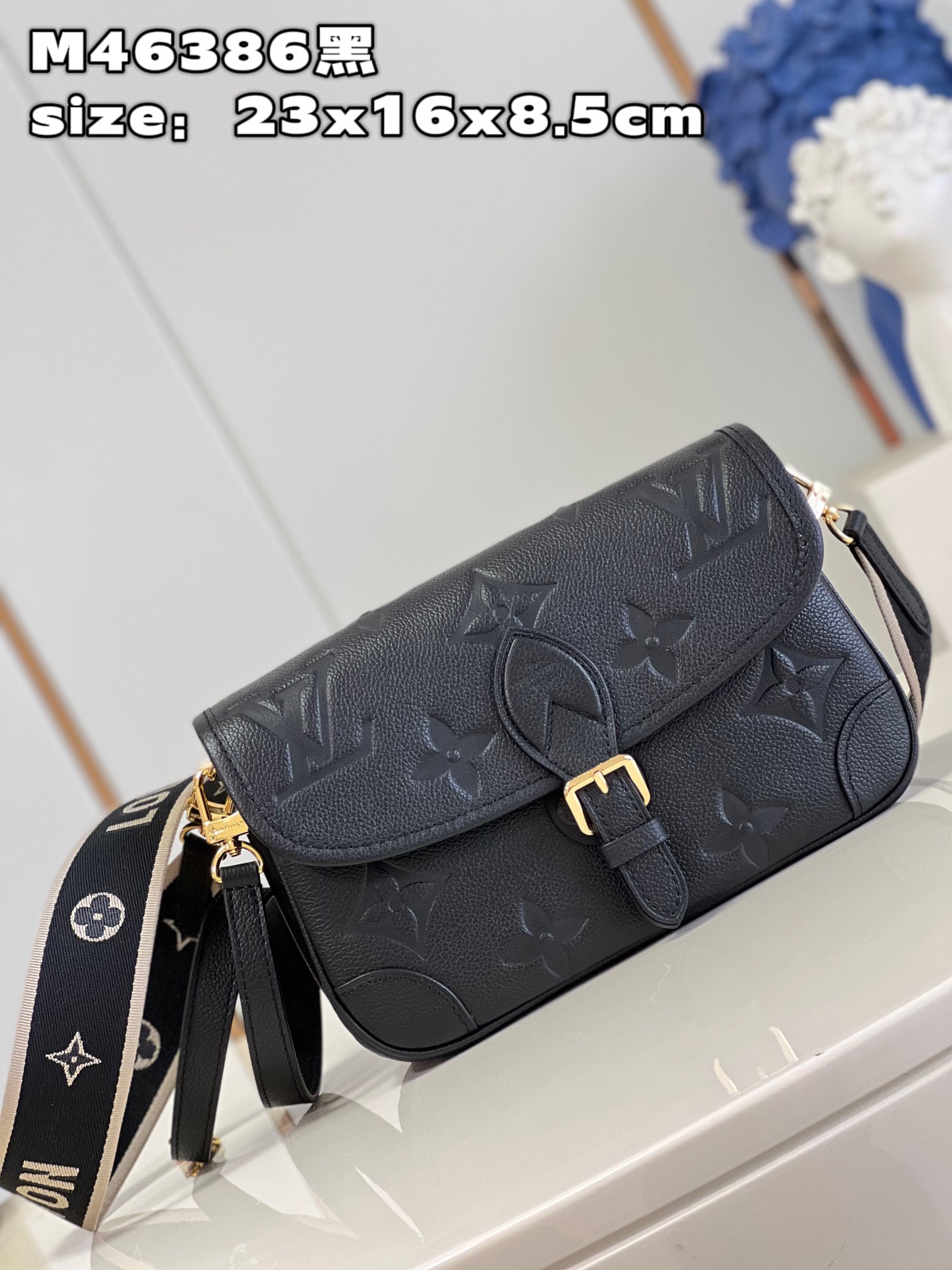 [TOP] Louis Vuitton LV Monogram Empreinte Diane Bag 23 x 16 x 8.5CM- Black