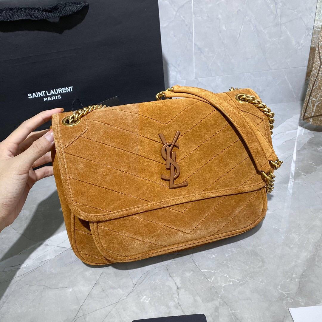[TOP] Yves Saint Laurent YSL Yves Saint Laurent YSL NIKI  MEDIUM SUEDE BAG - TAN