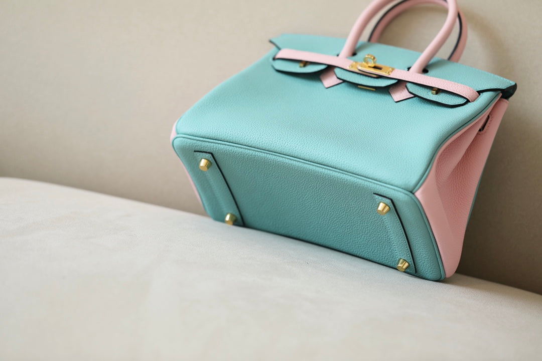 [TOP] HERMES Birkin 2 Tone Togo Bag 30cm - Blue and Pink (Customised)