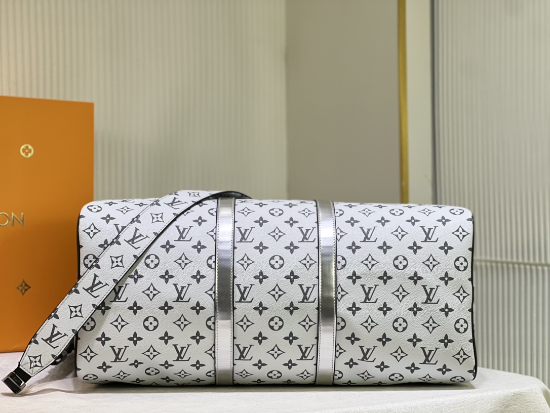[TOP] Louis Vuitton LV Keepall Travel Bag 50x29x23cm-Black and White