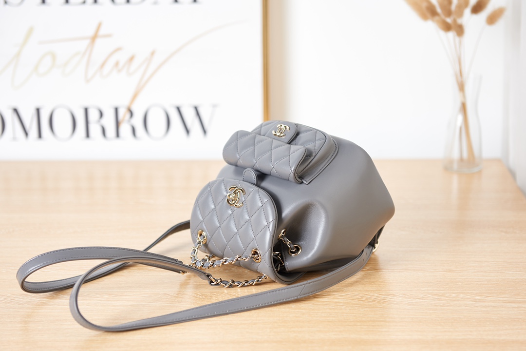[TOP] CHANEL DUMA BackPack 18×18×12cm - Gray & GHW