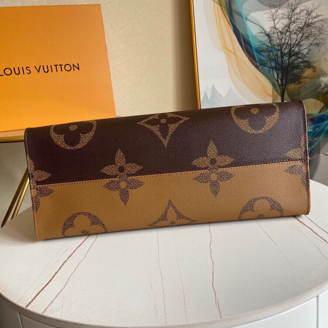 [TOP] Louis Vuitton LV On The Go Reverse Monogram Large Tote 41*34*19cm-Brown