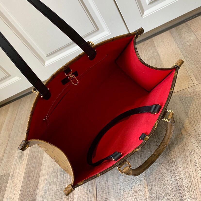 [TOP] Louis Vuitton LV On The Go Giant Monogram MM 35x27x14cm -Brown