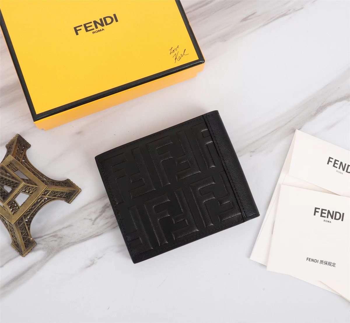 [TOP] FENDI Leather Mini Wallet - Black