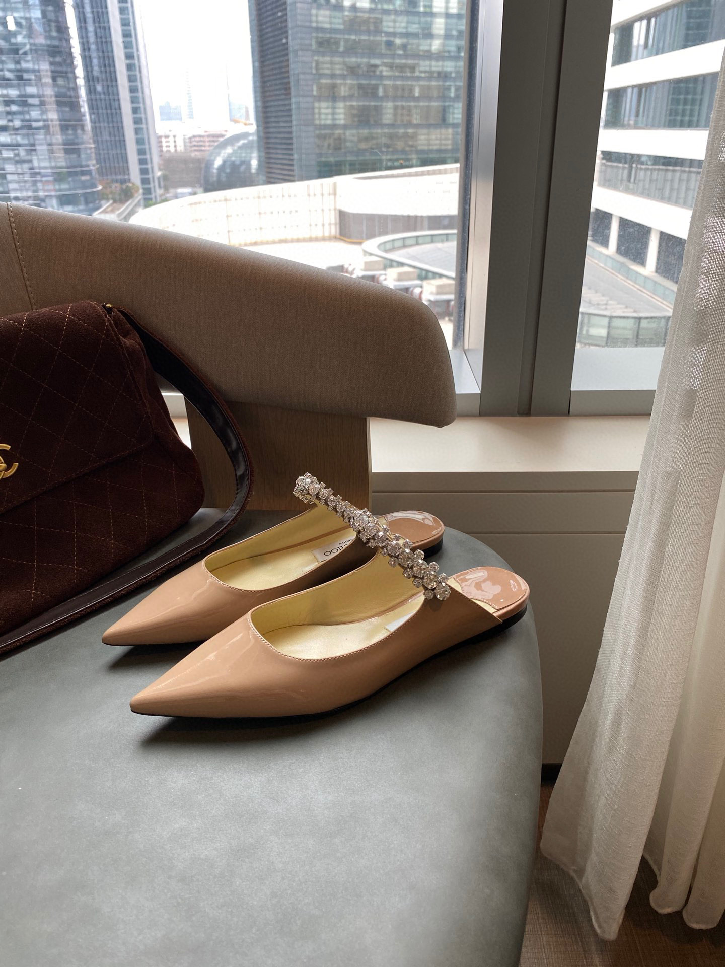 [TOP] Jimmy Choo Bing Flat Crystal - 4 Colours