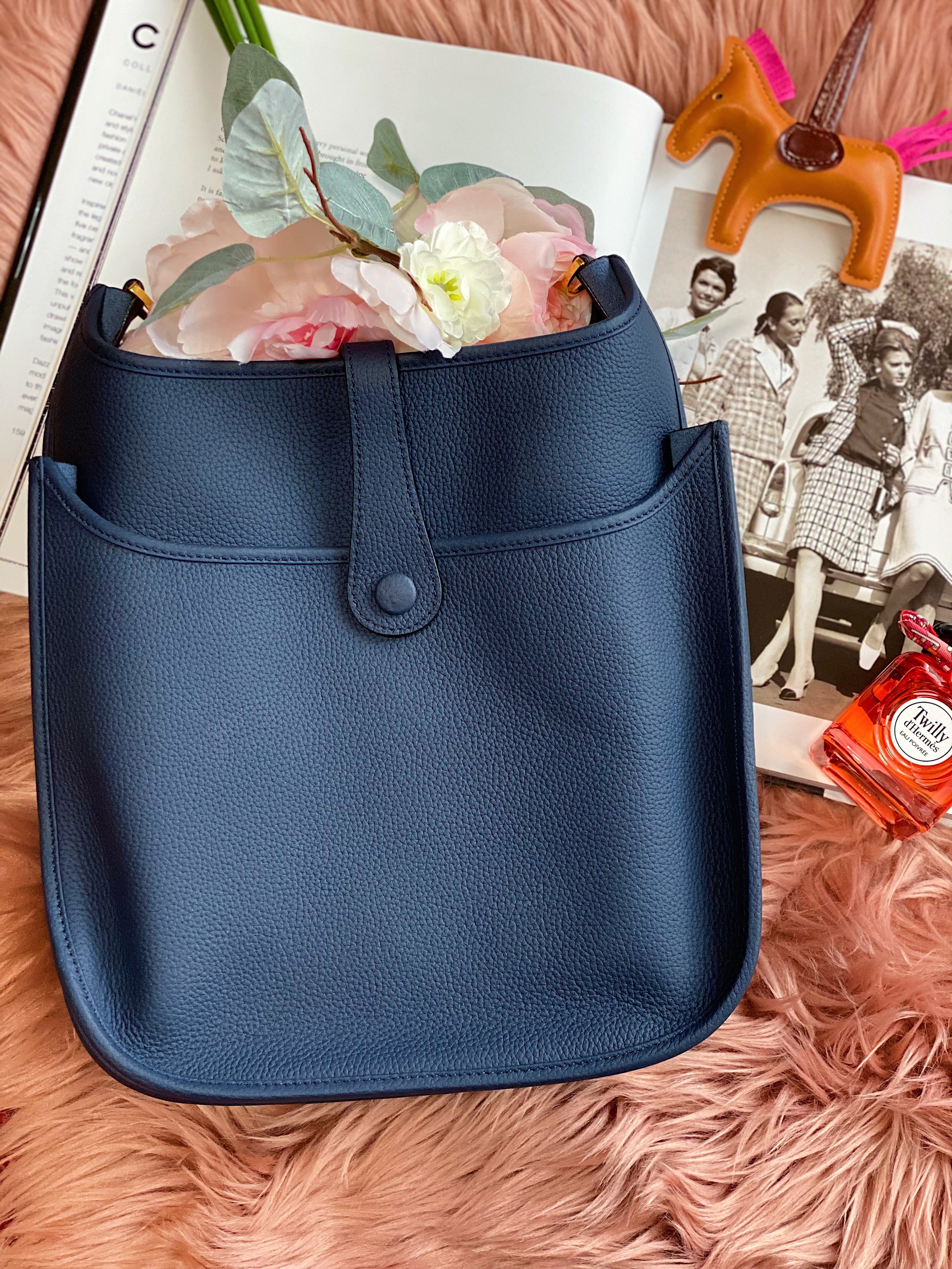 [TOP] HERMES Evelyn 28 - Blue with GHW