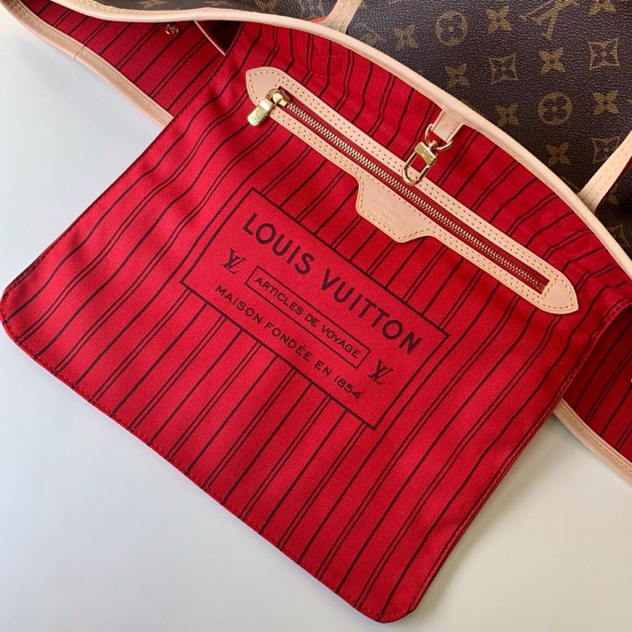 [TOP] Louis Vuitton LV  Neverfull GM Monogram Bag 39x33x20cm - Red