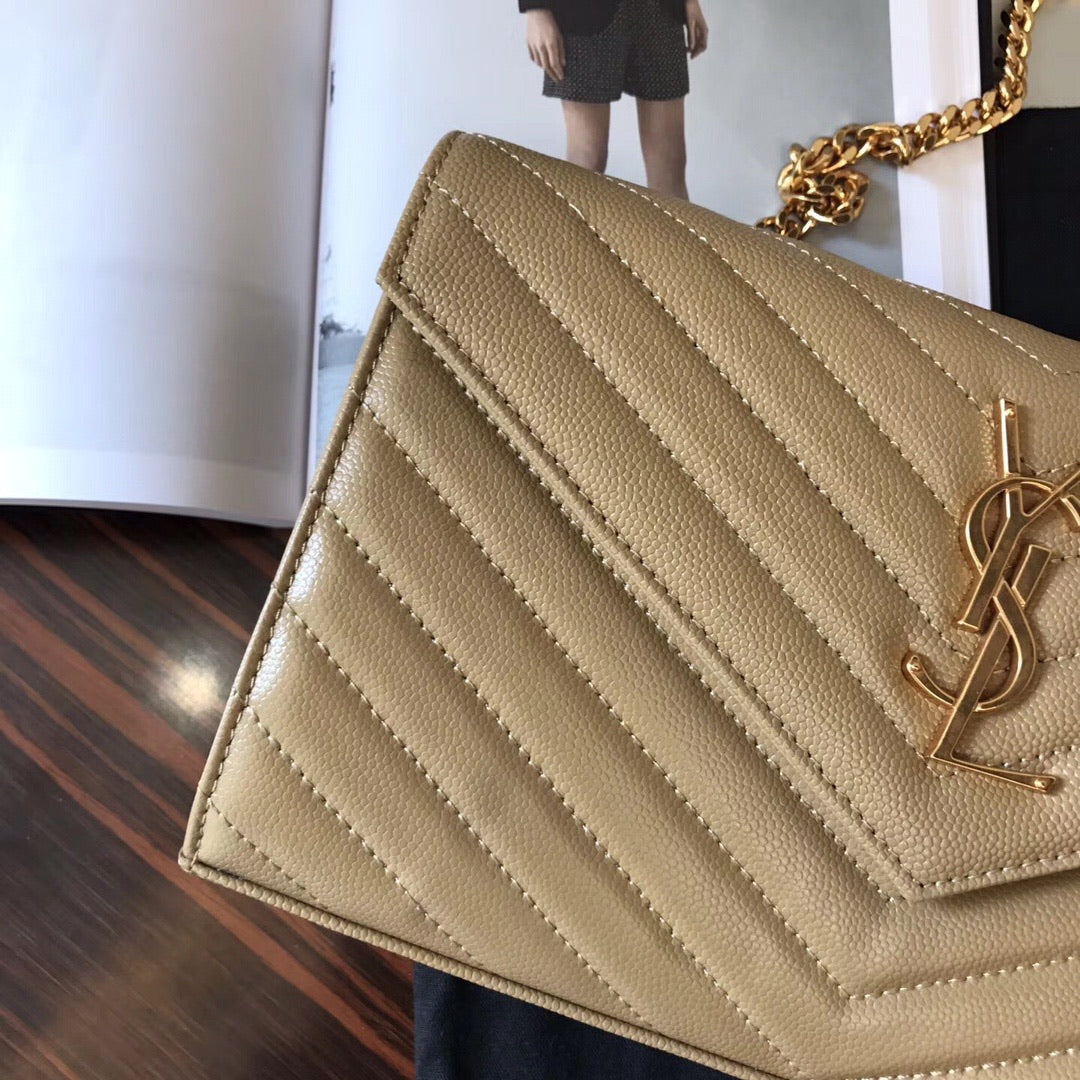 [TOP] Yves Saint Laurent YSL YSL Wallet On Chain - BEIGE