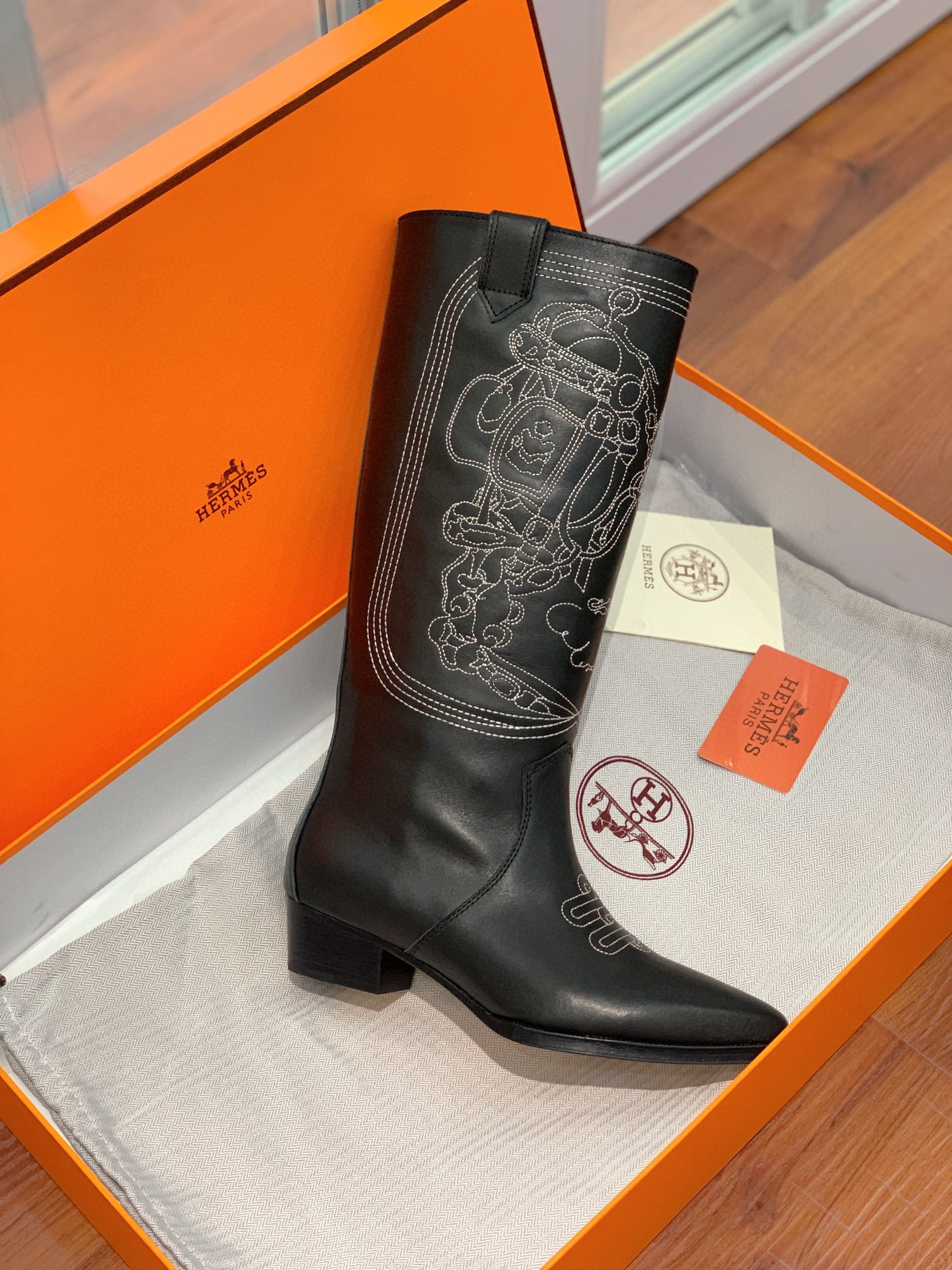 [TOP] HERMES Cow Boy Boots - Brown/Black/Black Suede
