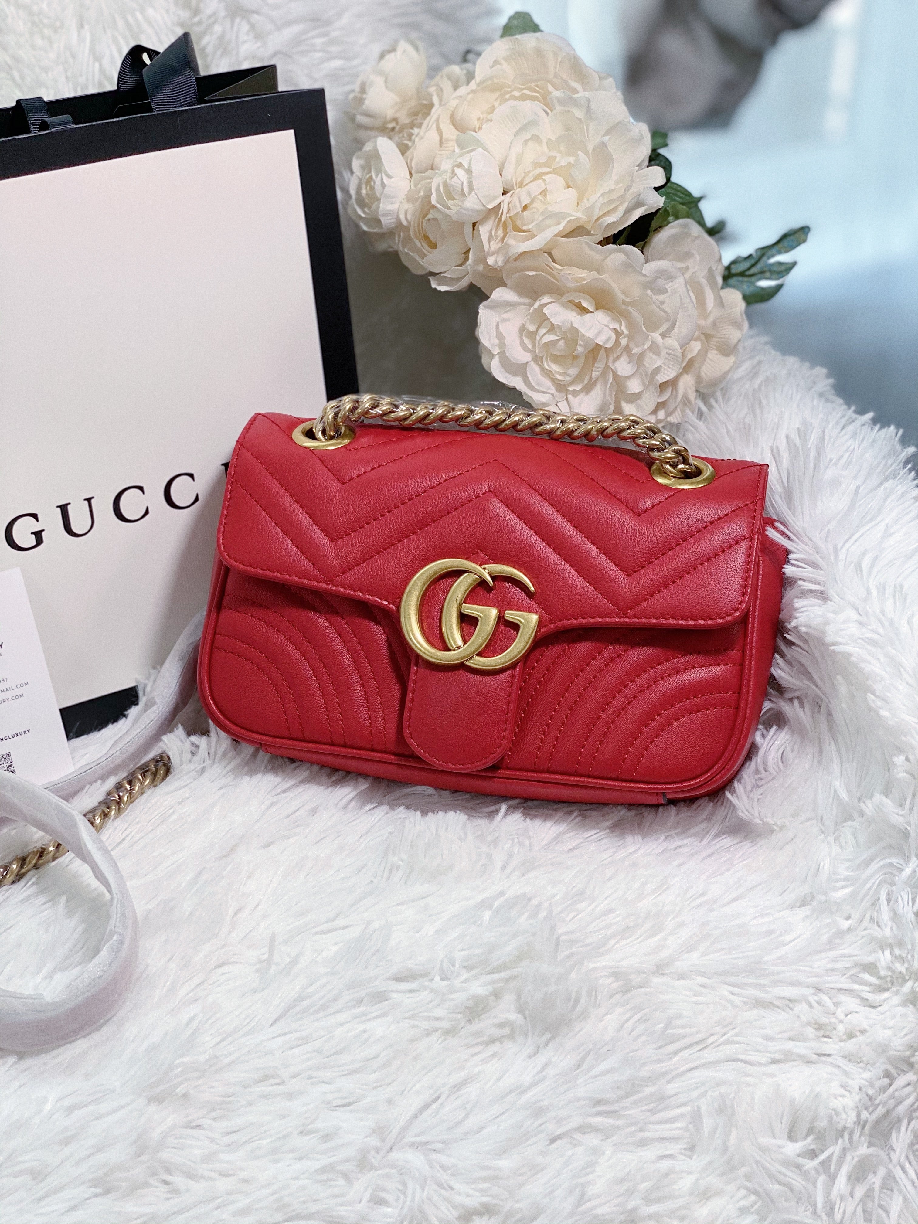 [TOP] GUCCI GG Marmont Bag Mini 22cm - Red