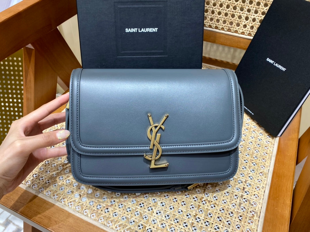 [TOP] Yves Saint Laurent YSL Solferino Medium Box Bag - Dark Grey