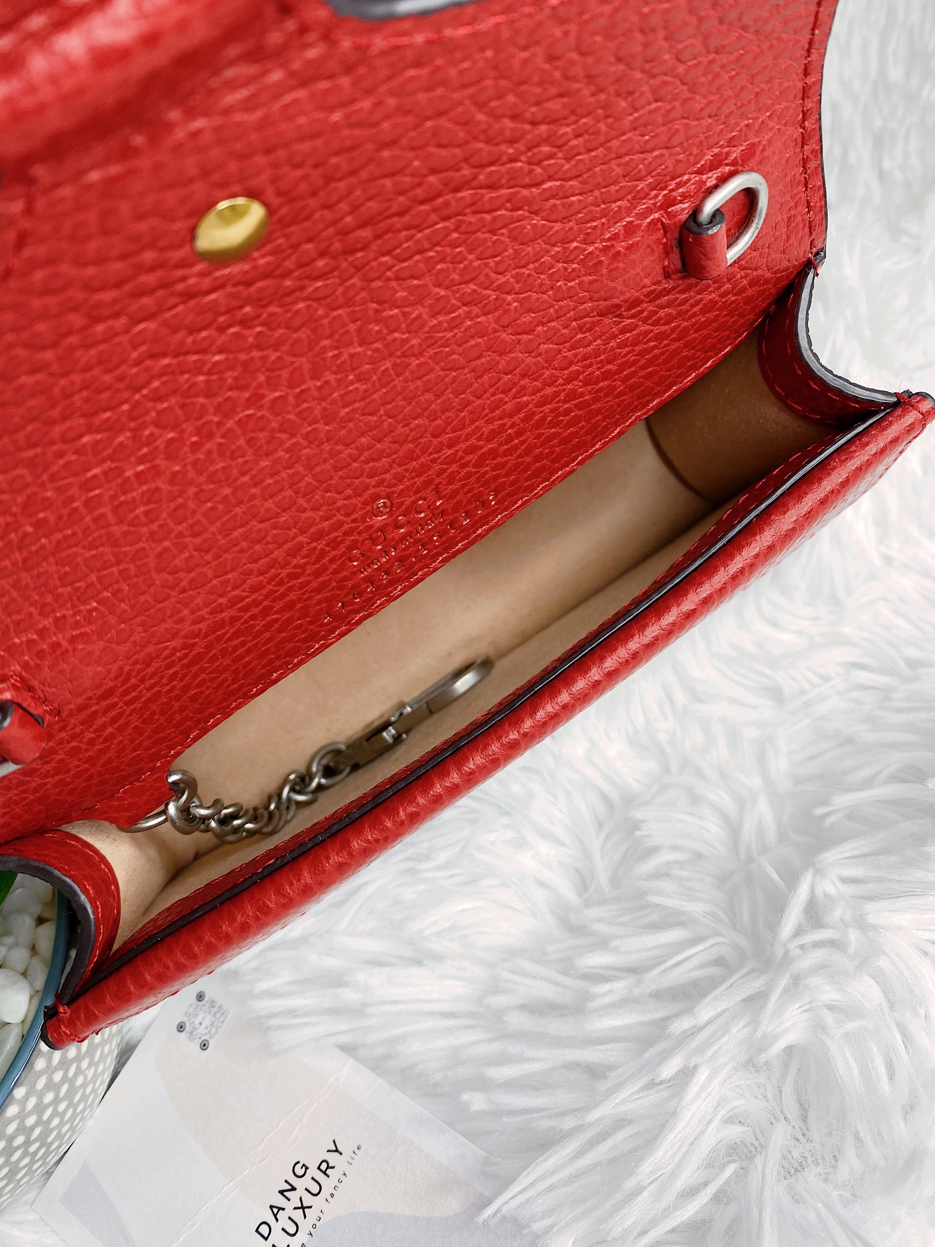 [TOP] GUCCI Dionysus Bag Leather Super Mini 16.5cm - RED