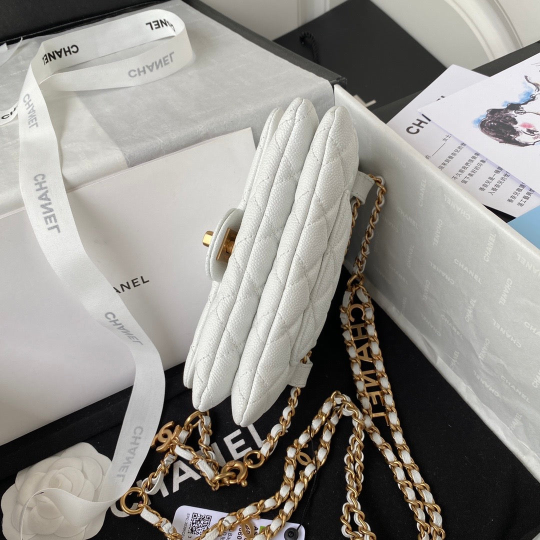 [TOP] CHANEL Pick Me Up Waits Bag - White & GHW