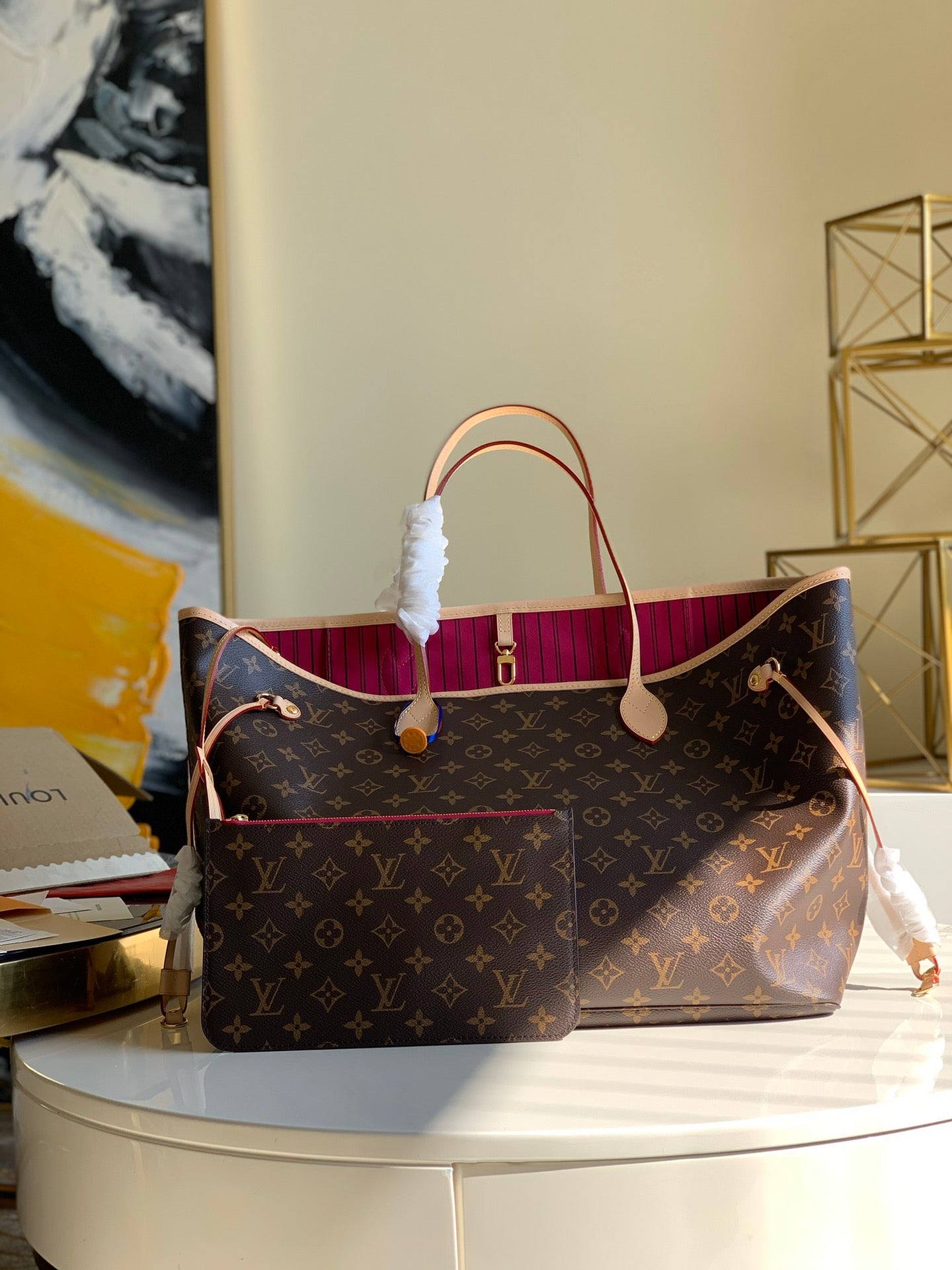 [TOP] Louis Vuitton LV  Neverfull Monogram GM Bag 39x33x20cm- Fuchsia