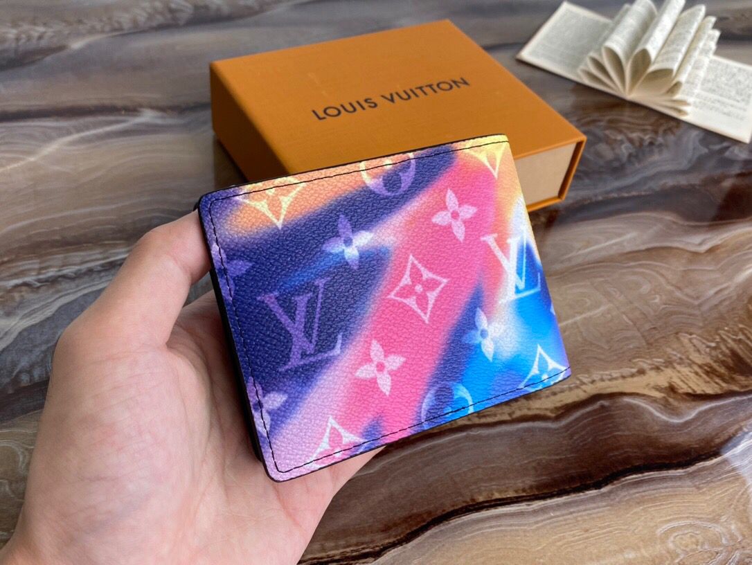 [TOP] Louis Vuitton LV £V Unisex Folding Wallet Blended Fabric - Multicolored