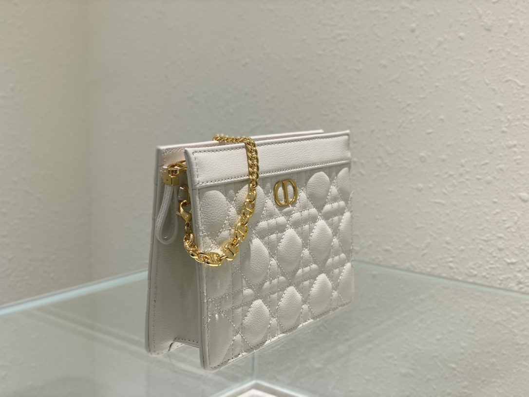 [TOP] Christian Dior Zipper handbag 19x14x3cm - 7 colors-White-Red-Black-Blue-Green-Grey-Apricot