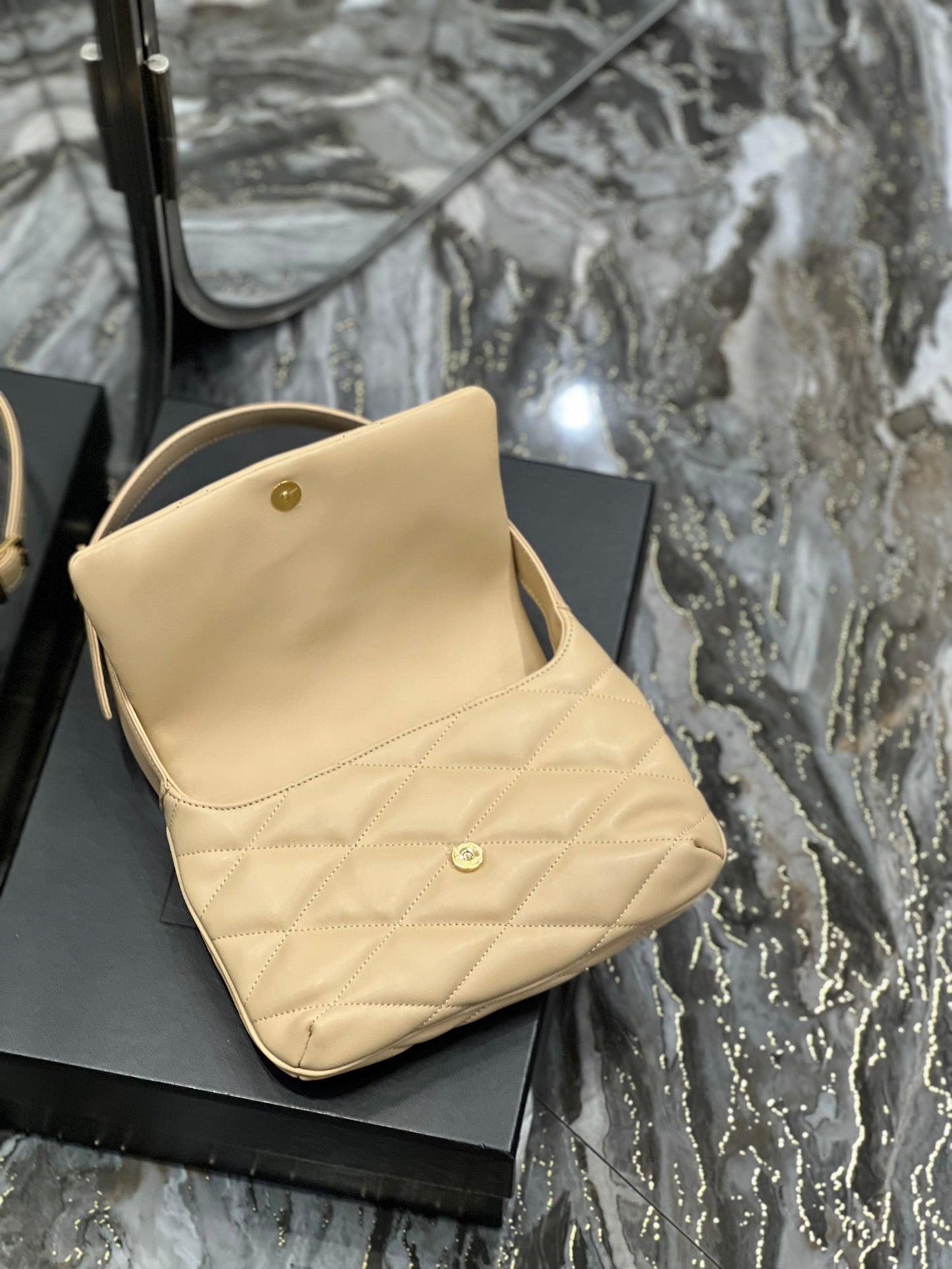 [TOP] Yves Saint Laurent YSL Le 57 Small Shoulder Bag - Beige