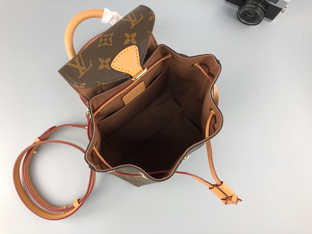 [TOP] Louis Vuitton LV Montsouris Mini BB Monogram Backpack 17×20×10.5CM- Natural