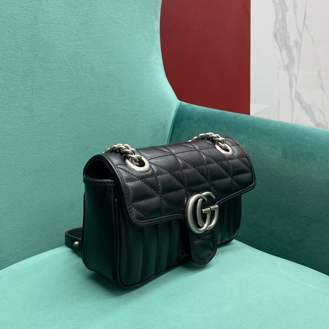 [TOP] GUCCI GG Marmont Bag Mini 22cm - Black w SHW