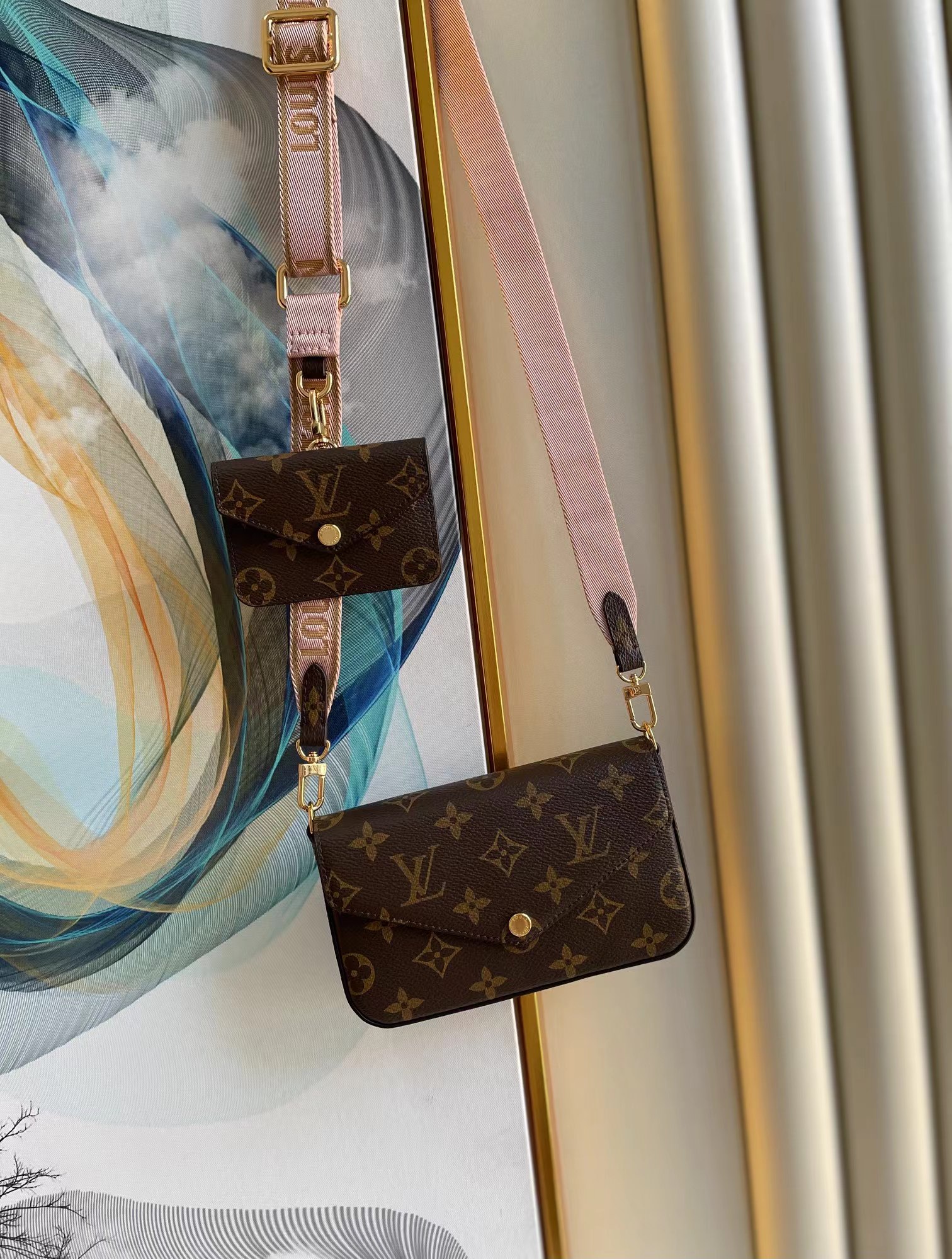 [TOP] Louis Vuitton LV Felicie Strap & Go Monogram 17×10×4cm - PINK/Green