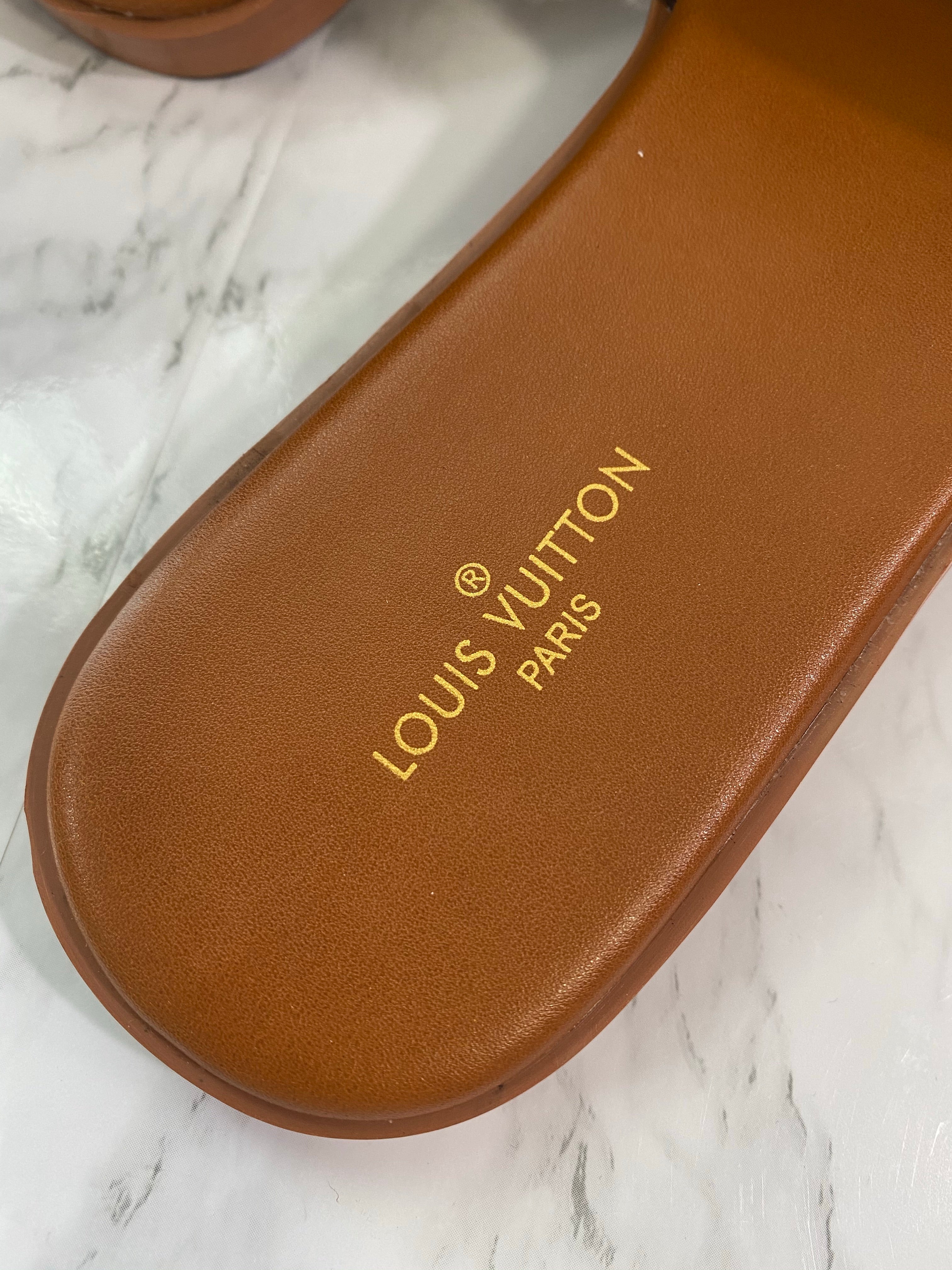 [TOP] Louis Vuitton LV Lock It Monogram Sandals - Brown