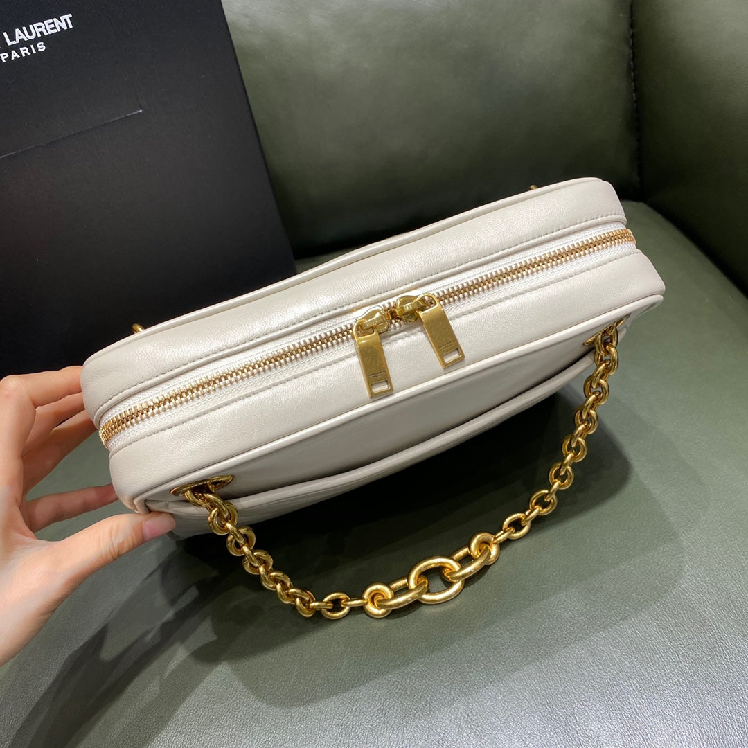 [TOP] Yves Saint Laurent YSL Small Le Maillon Chain Bag - Cream