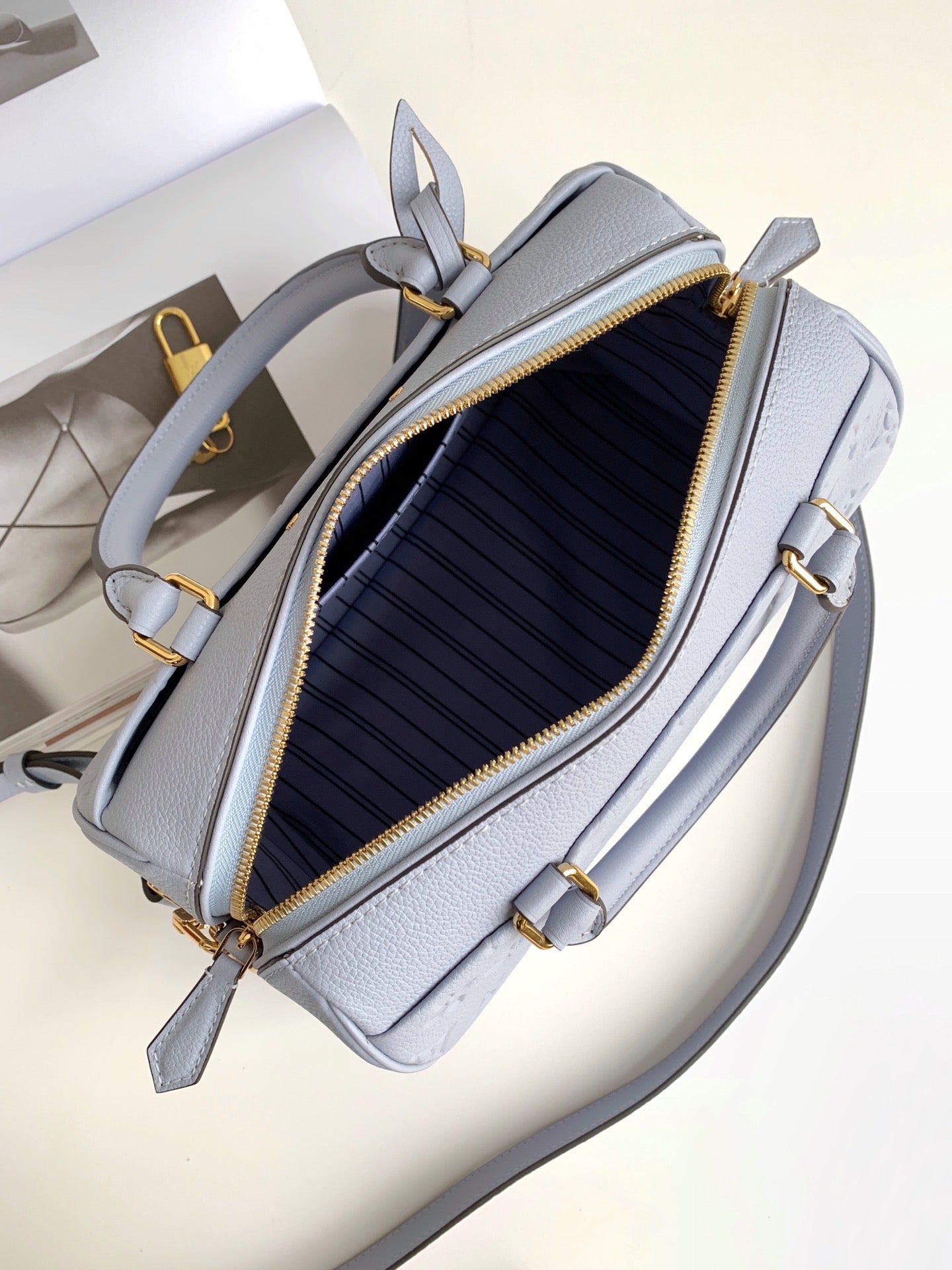 [TOP] Louis Vuitton LV Speedy 30 Empreinte Leather Bag 30x21x17cm - Light Purple