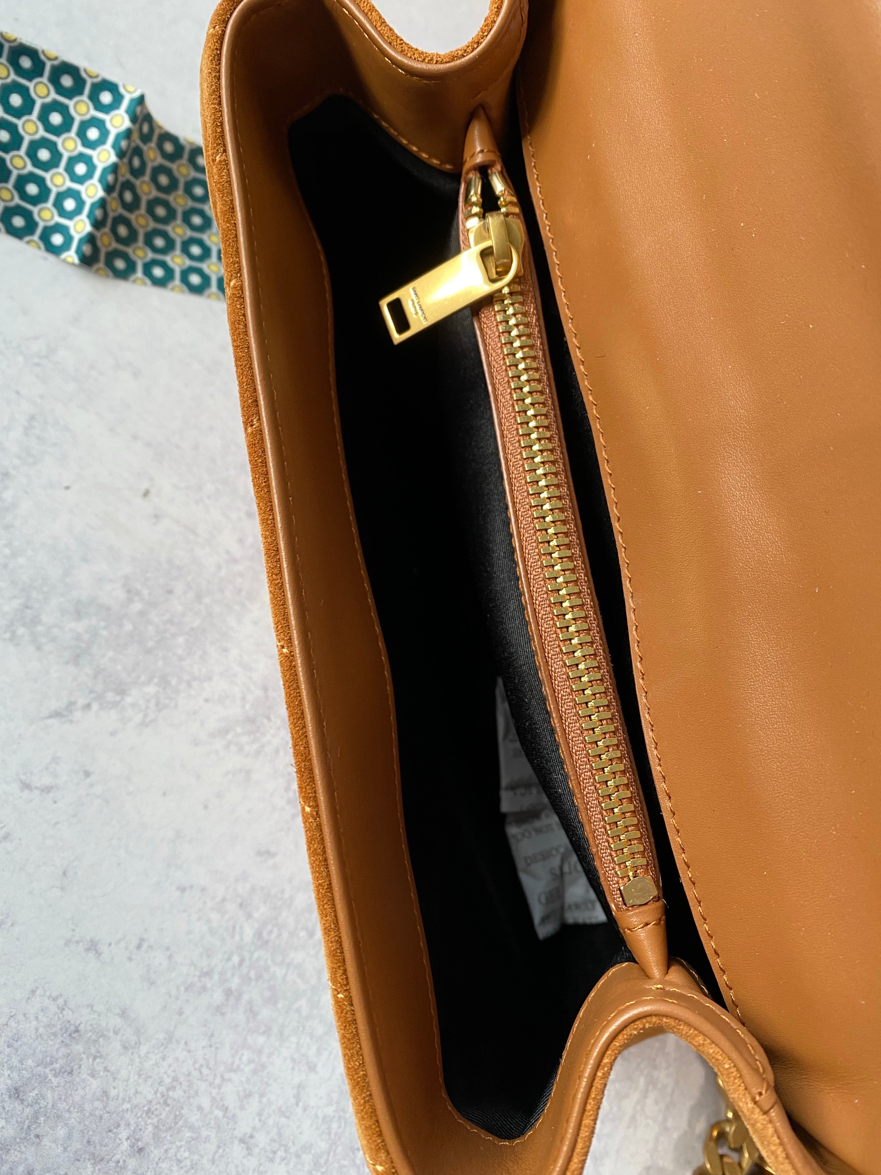 [TOP] Yves Saint Laurent YSL College Suede Small Bag - Brown