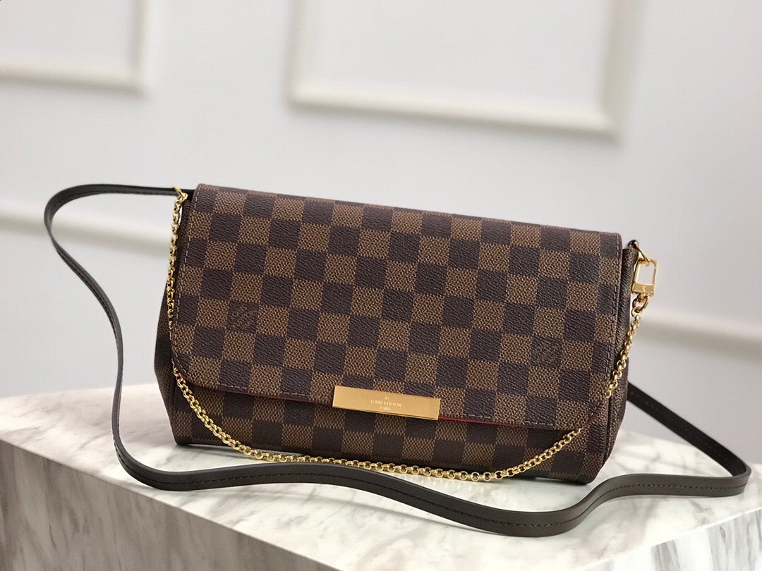 [TOP] Louis Vuitton LV  Favorite Bag  MM 24x15.5x4.5cm-Damier Ebene