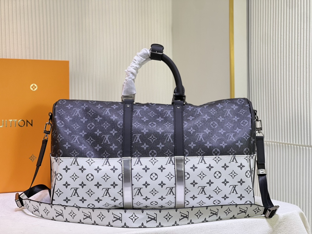 [TOP] Louis Vuitton LV Keepall Travel Bag 50x29x23cm-Black and White