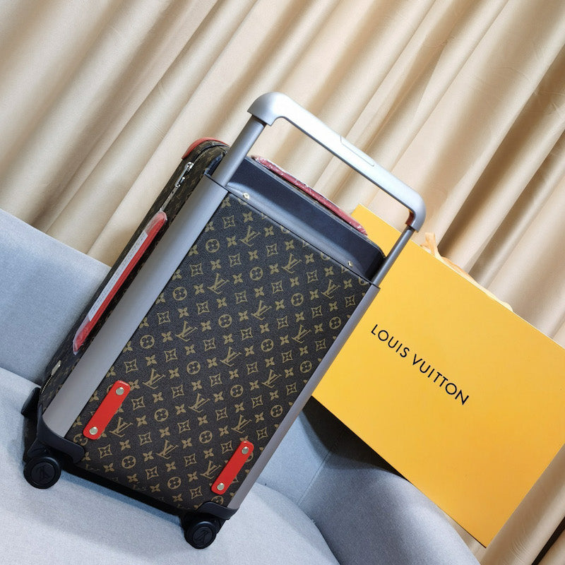 [TOP] Louis Vuitton LV  Monogram Canvas Horizon 55 Luggage - Red