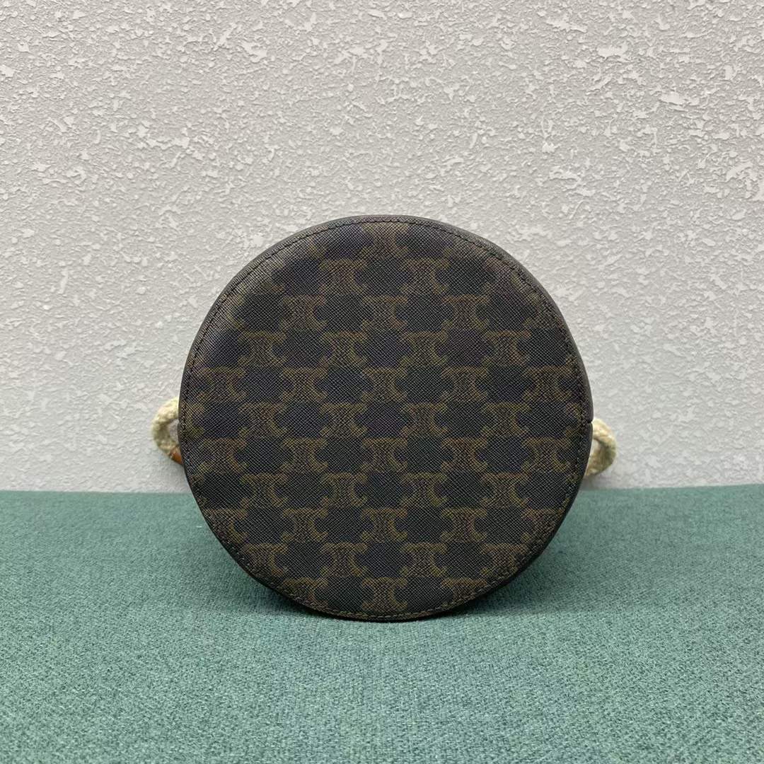 [TOP] CELINE Bucket Corde In Triomphe Canvas Print And Calfskin - Tan