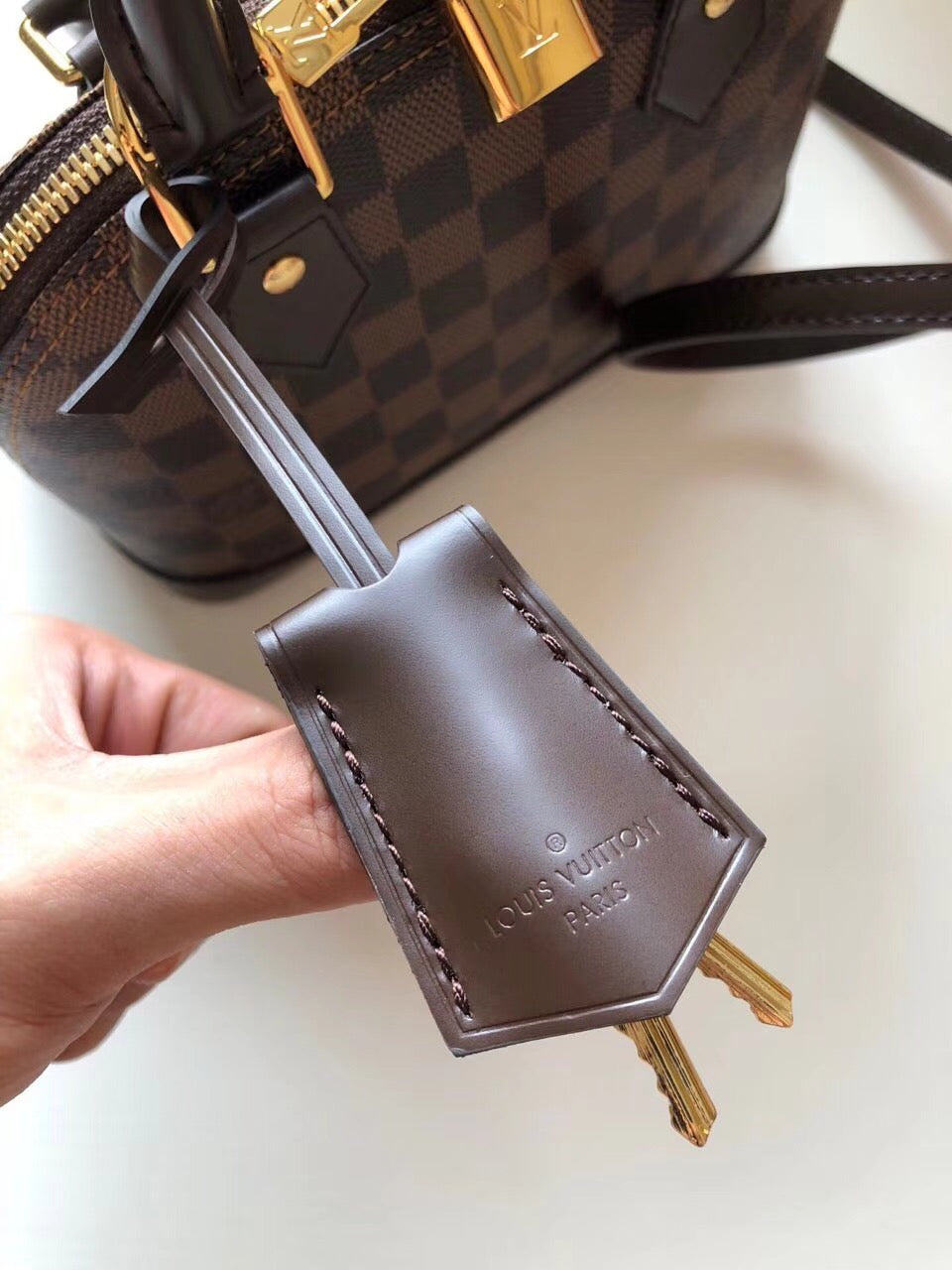 [TOP] Louis Vuitton LV £V Alma BB Damier Ebene 23.5X17.5X11.5cm-Brown