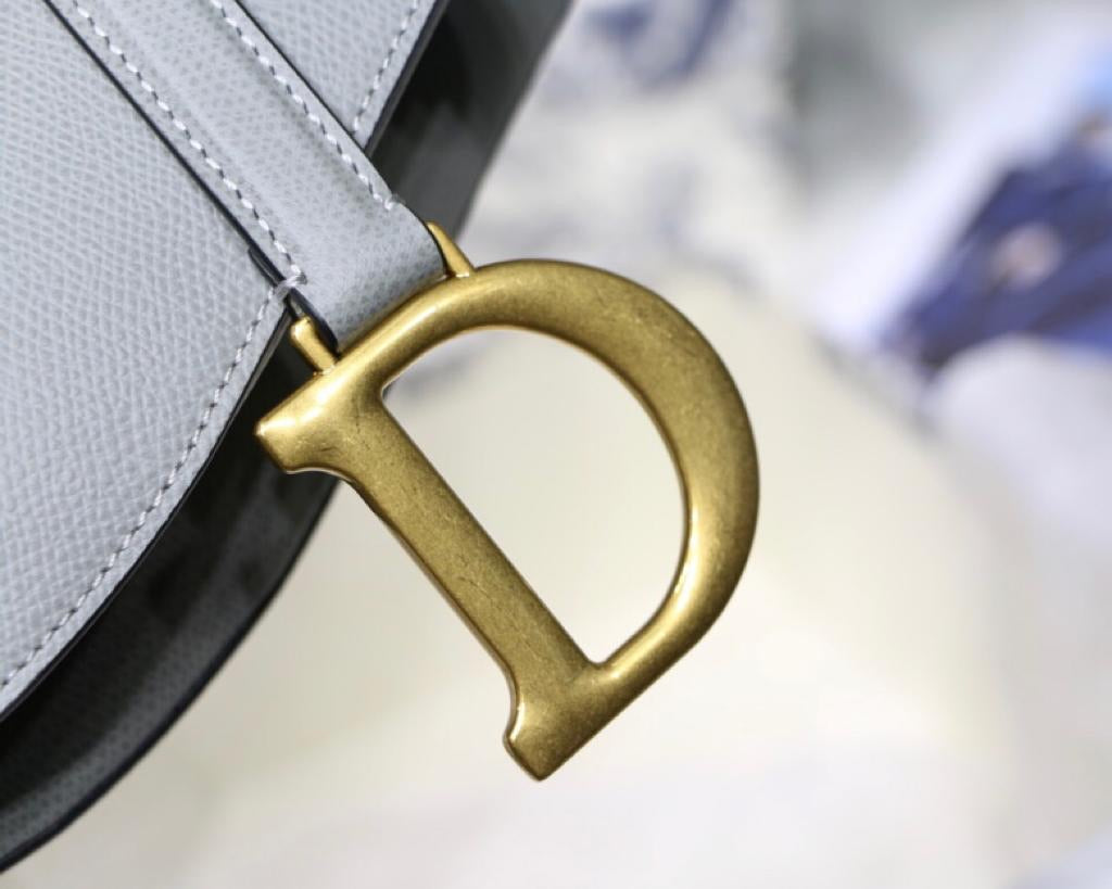 [TOP] Christian Dior Saddle Bag Grained Calfskin Small - GREY