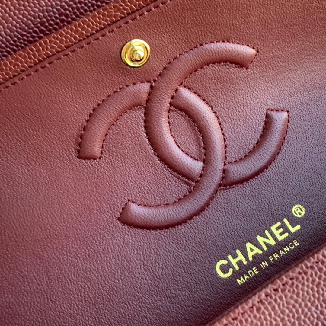 [TOP] CHANEL Classic Flap Bag Caviar Medium 25.5cm – Burgundy & GHW