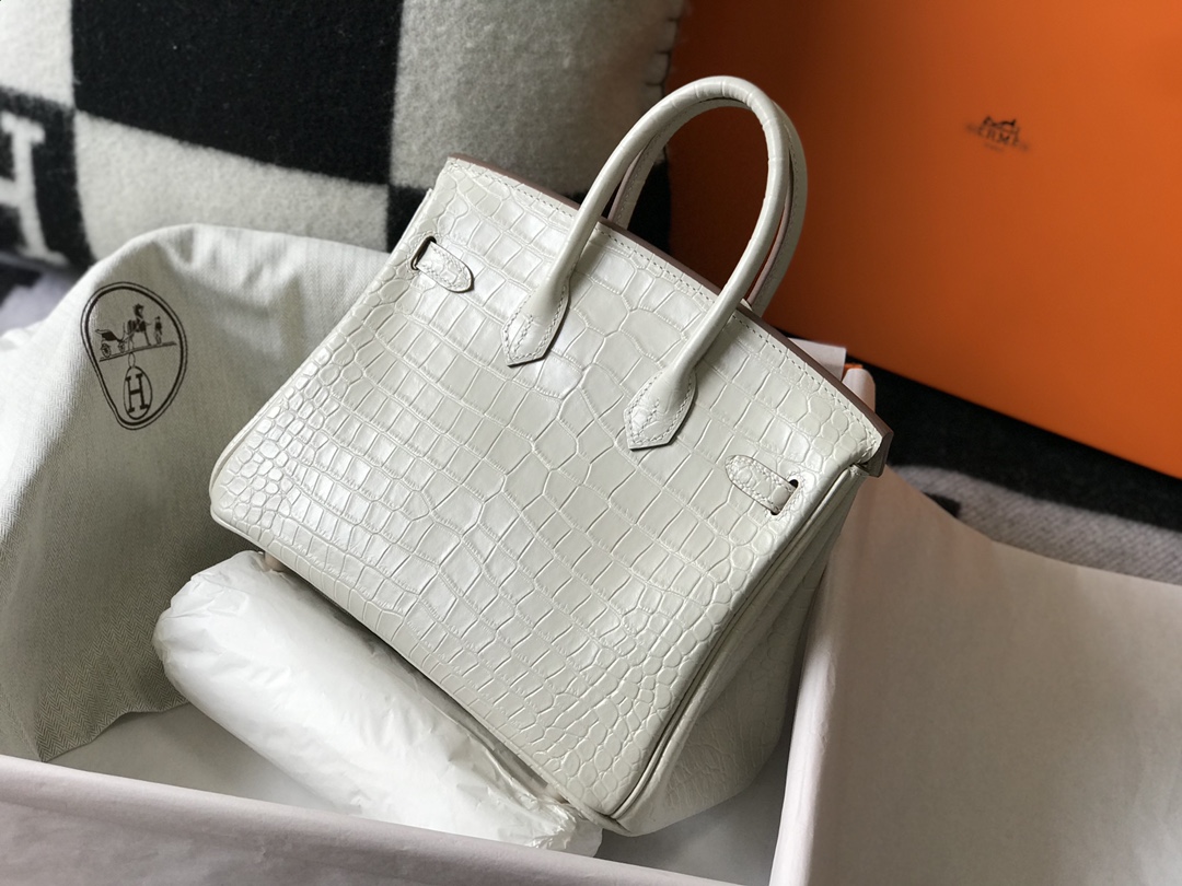 [TOP] HERMES Birkin Crocodile 25CM 30CM- White& GHW