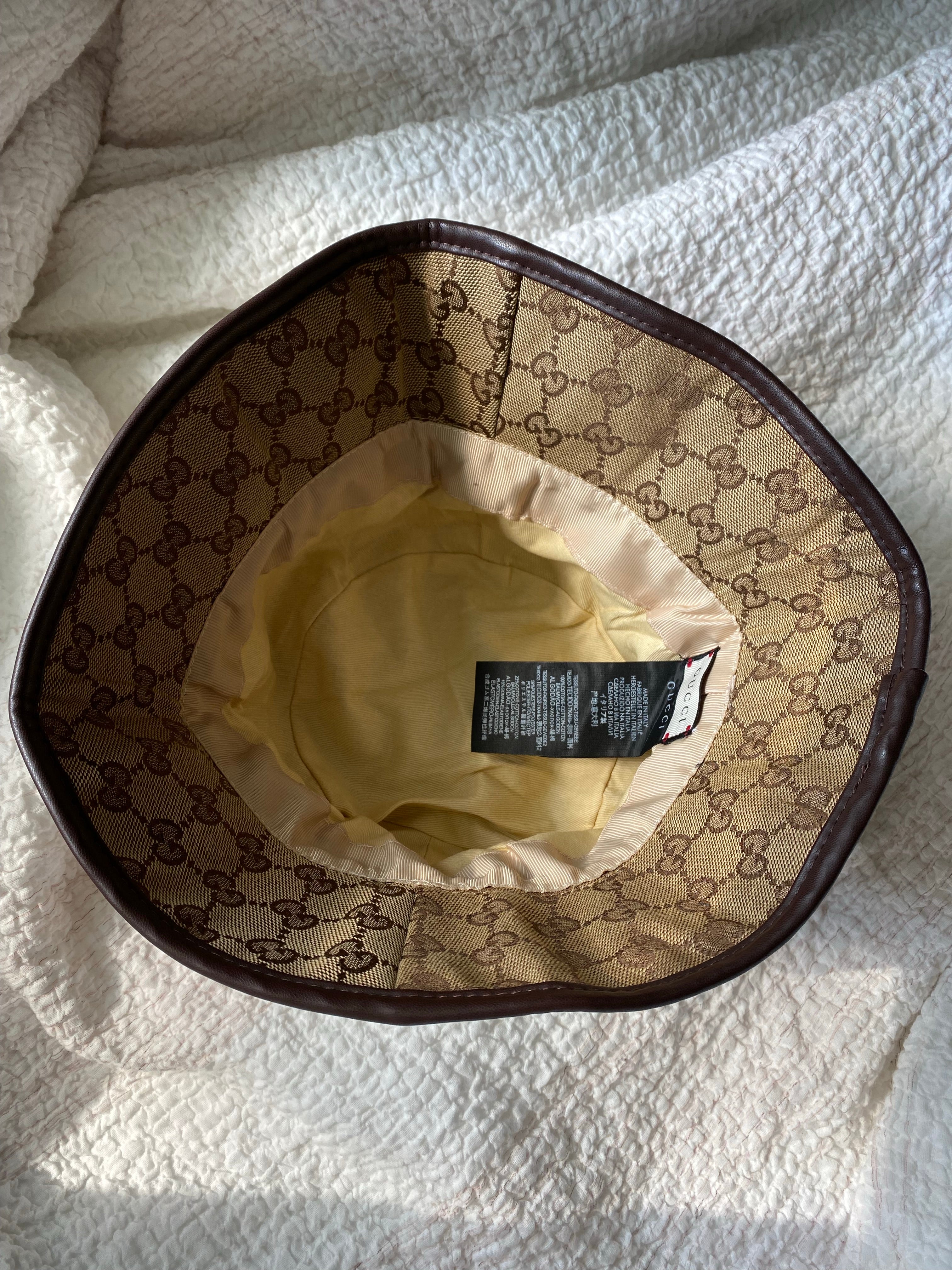 [TOP] GUCCI Supreme Bucket Hat with Logo - Brown