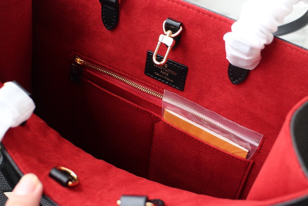 [TOP] Louis Vuitton LV On The Go Giant Empreinte MM 35x27x14cm- Black and Creme