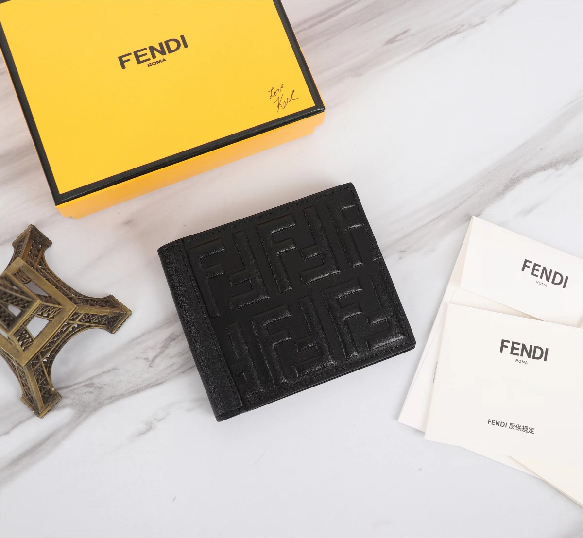 [TOP] FENDI Leather Mini Wallet - Black
