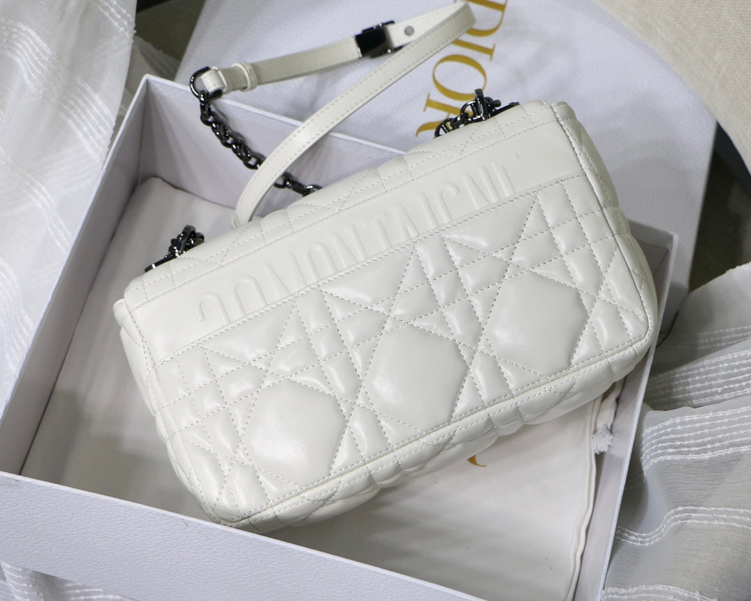 [TOP] Christian Dior CD Medium Caro Bag - White & BHW