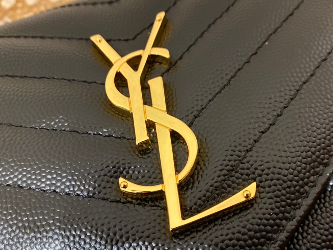 [TOP] Yves Saint Laurent YSL Woc Matelasse Medium Bag - Black GHW