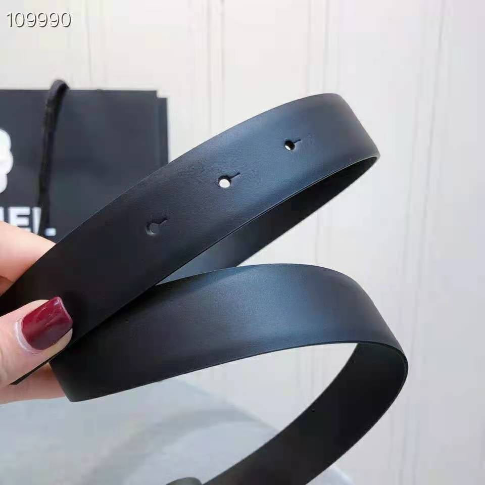 [TOP] CHANEL Metal Logo Belt - Black & GHW