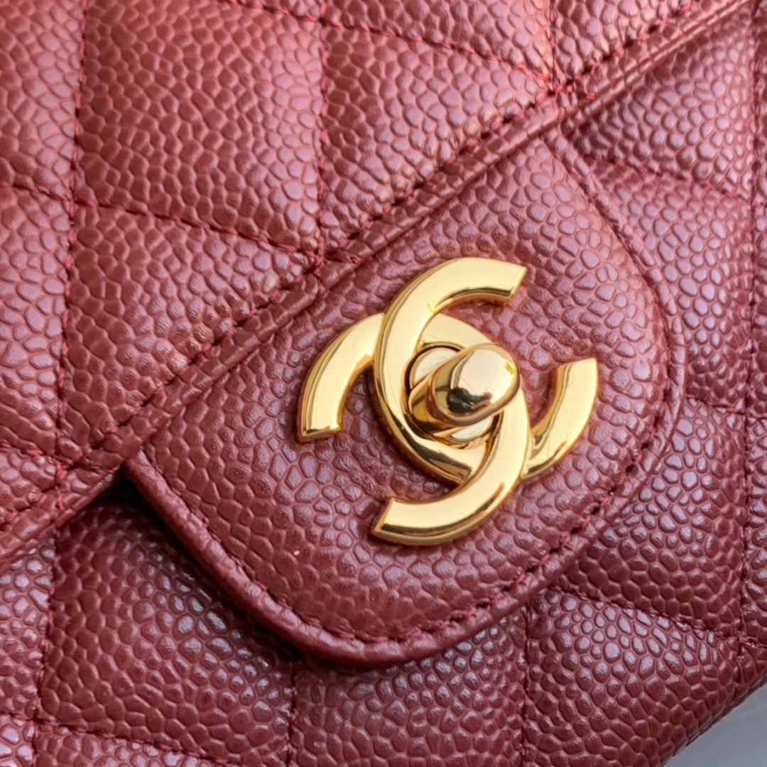 [TOP] CHANEL Classic Flap Bag Caviar Medium 25.5cm – Burgundy & GHW