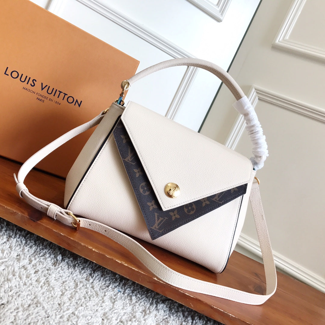 [TOP] Louis Vuitton LV L*V Double V Top Handle Bag 28×19×16.5CM- Cream