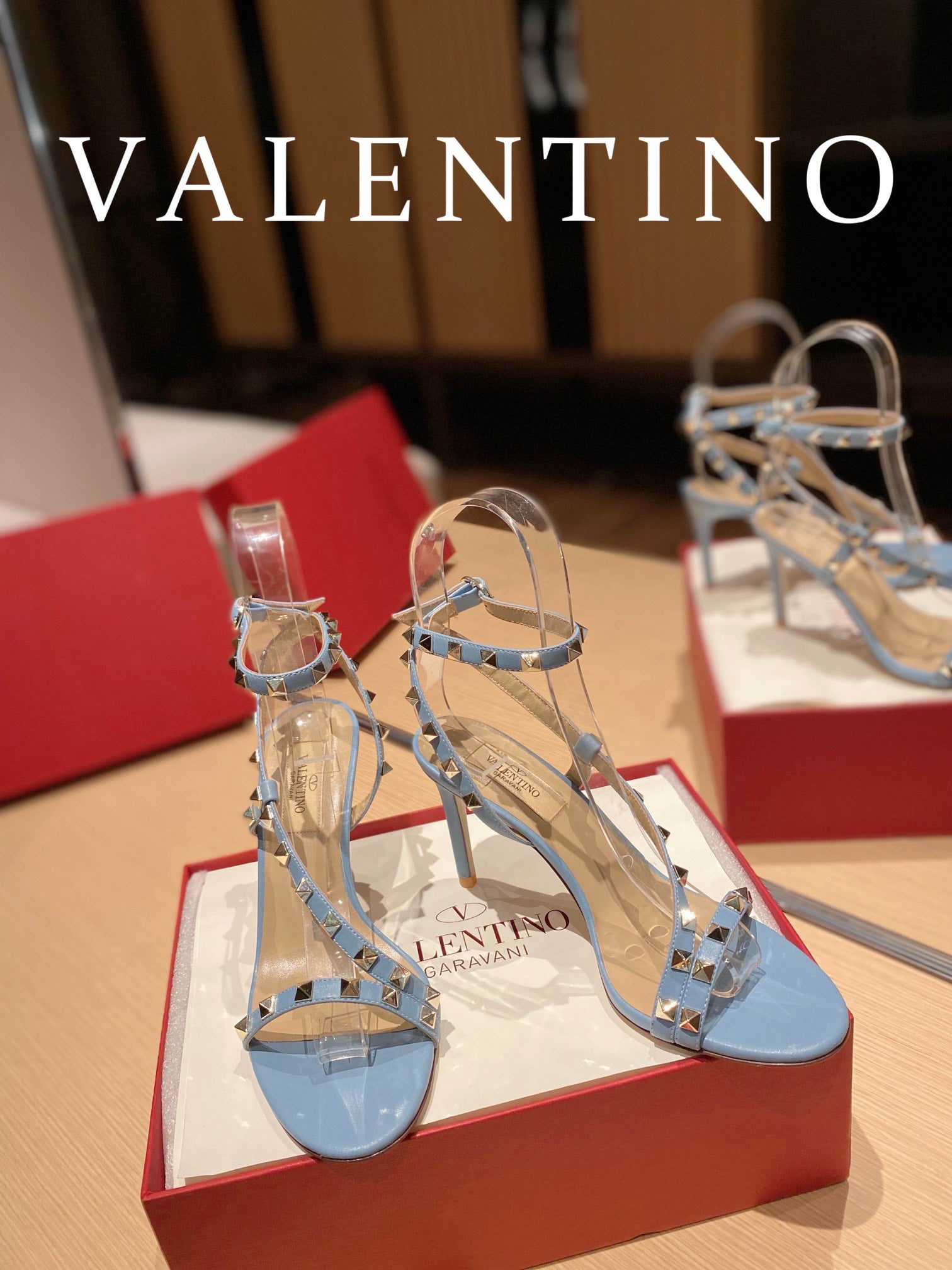[TOP] VALENTINO  R0ckstud Asymmetrical Slingback Sandal - Blue