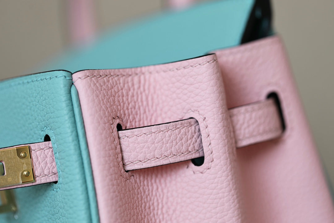 [TOP] HERMES Birkin 2 Tone Togo Bag 30cm - Blue and Pink (Customised)