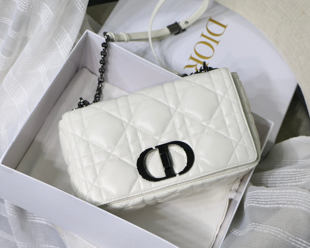 [TOP] Christian Dior CD Medium Caro Bag - White & BHW