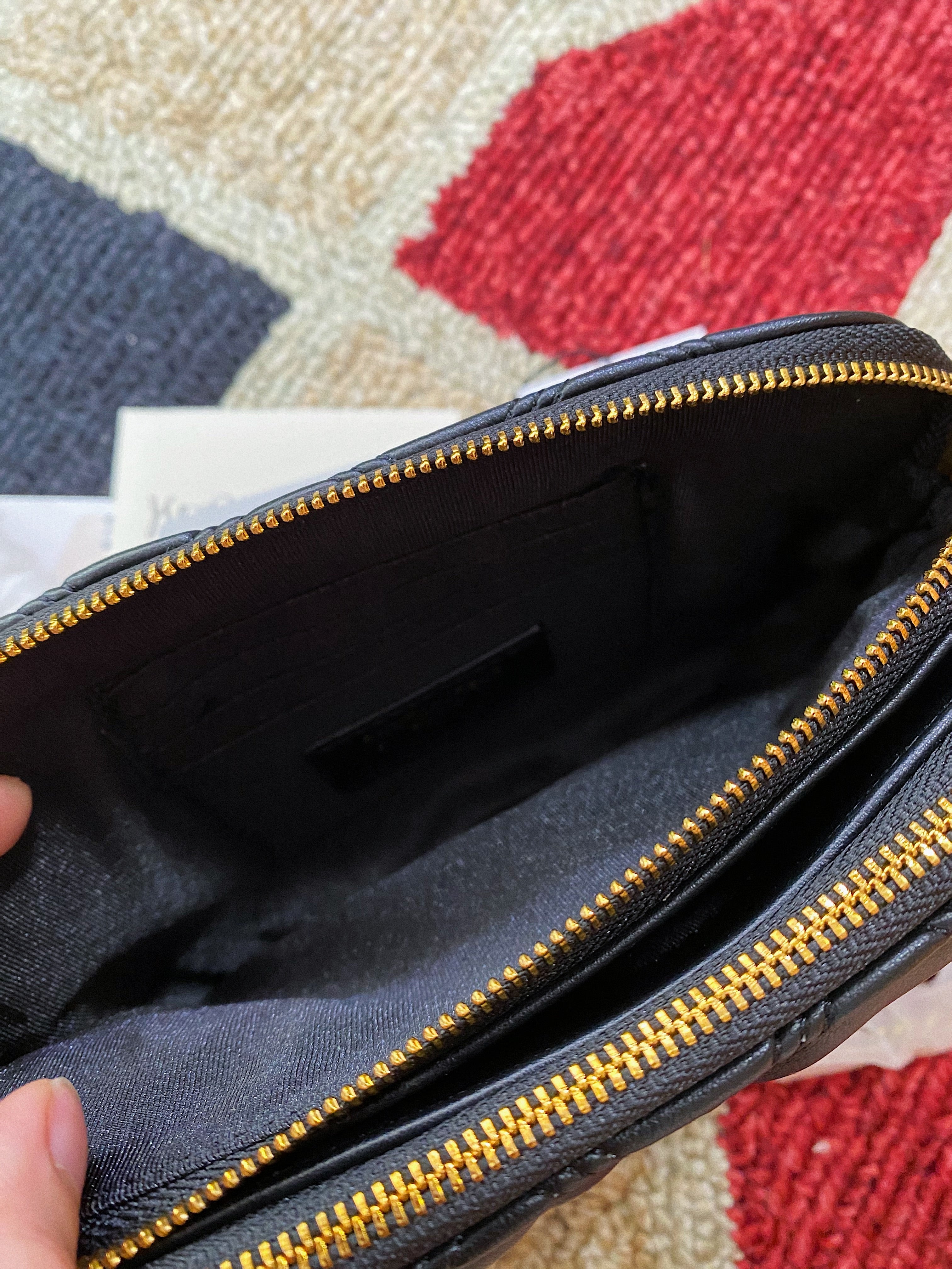 [TOP] Yves Saint Laurent YSL YSL Black Becky Double Zip Pouch